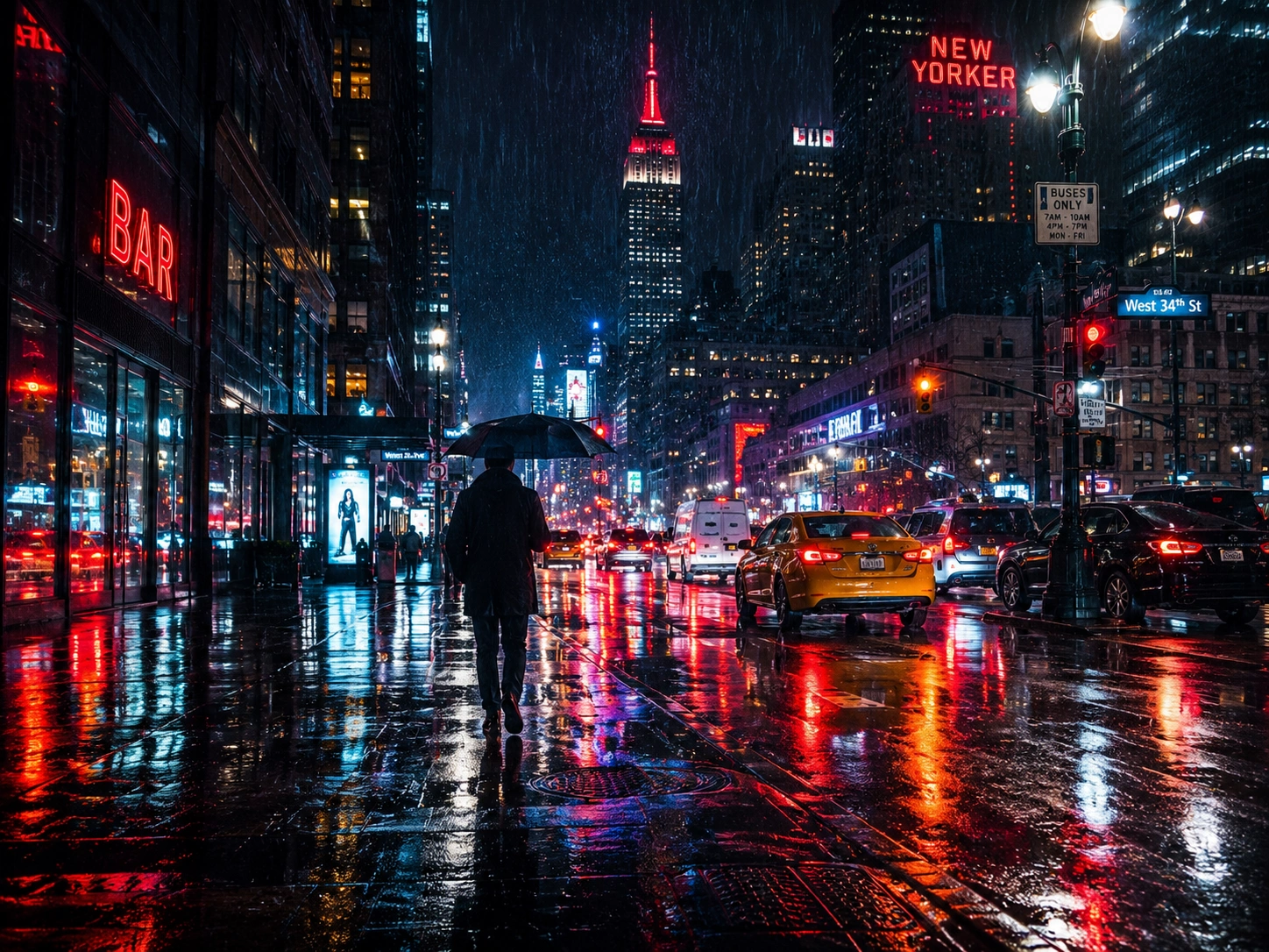 Rainy city street used as an image to prompt example